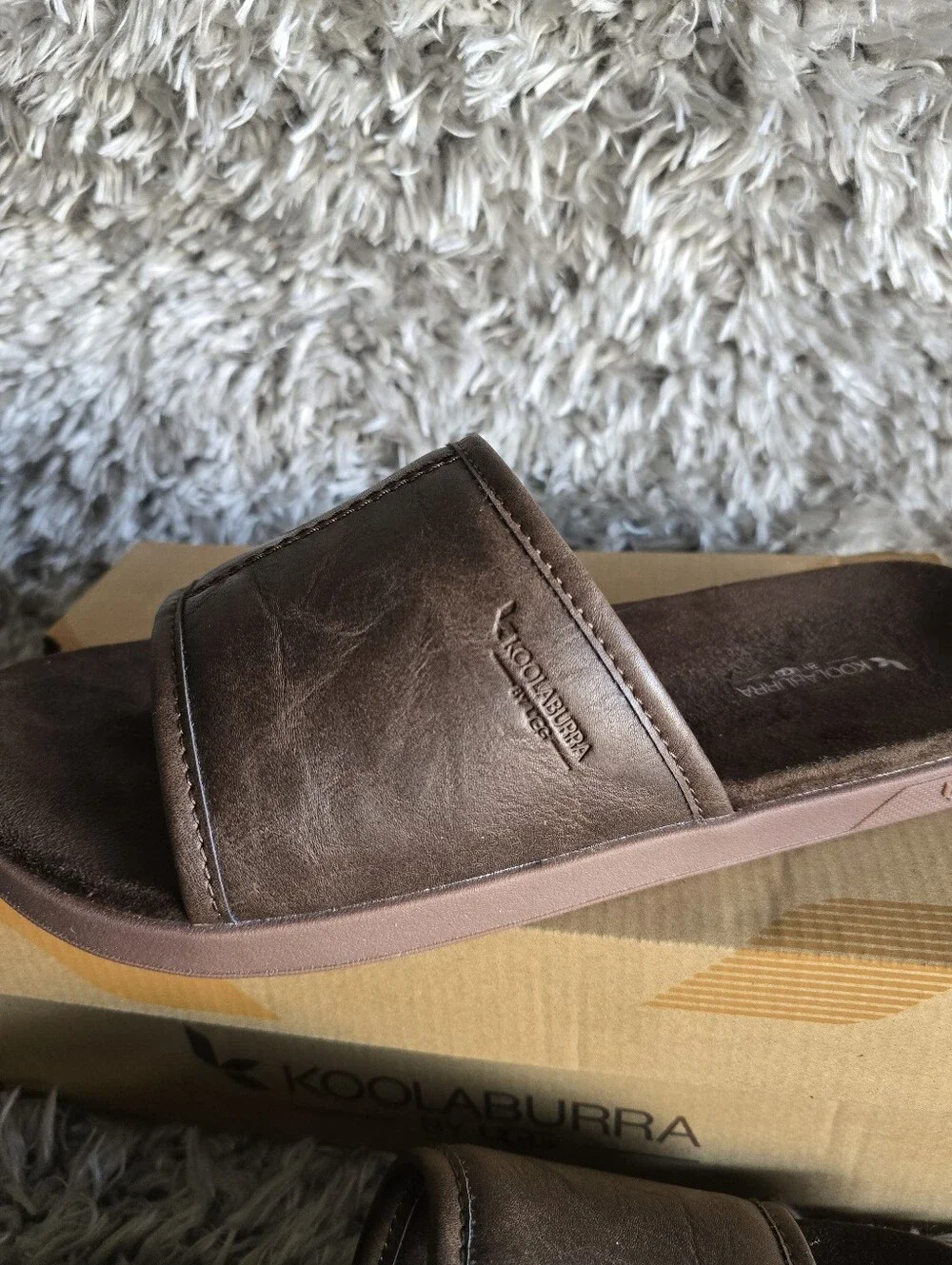 Koolaburra Brown Suede Slide Sandals for Men TREEVE